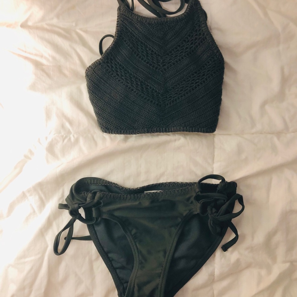 green halter bikini